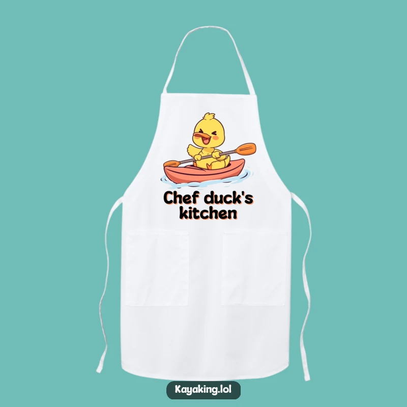 Funny Happy Duck Kayaking Apron Chef Accessory Gift for Cooks