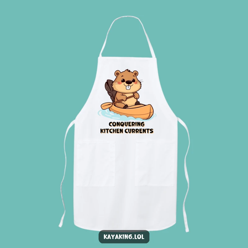 Funny Beaver Kayaking Apron: Cook with Determination, Hilarious Chef's Funny Gift