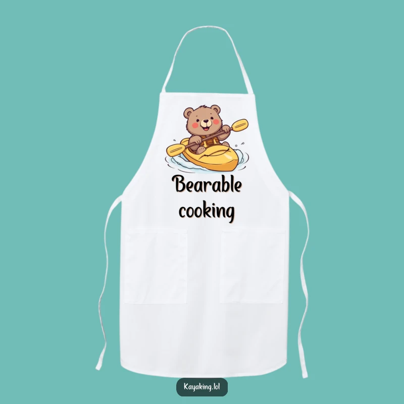 Funny Bear Kayaking Apron Chef's Brave Kitchenware Gift