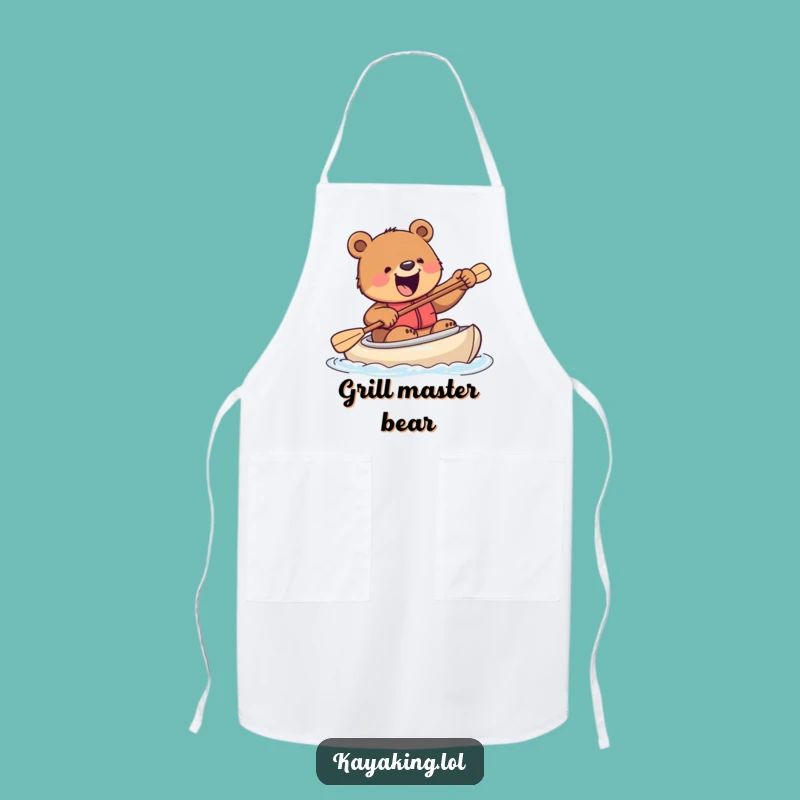 Funny Excited Bear Kayak Apron - Kitchen Wilderness Gift