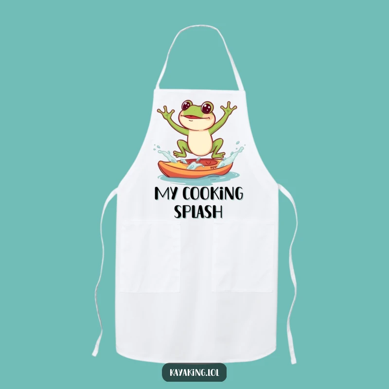 Funny Frog Kayak Splash Apron: Humorous Kitchen Wear, Perfect Gift for Chefs