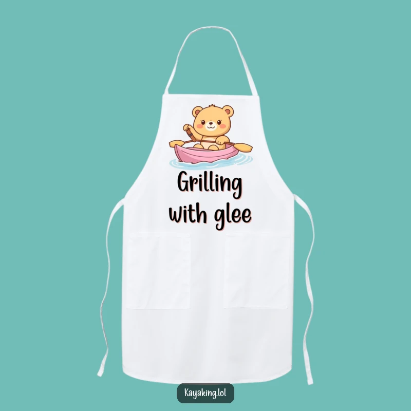 Funny Happy Bear Kayak Apron: Cheerful Kitchen Wear, Perfect Gift for Cooks