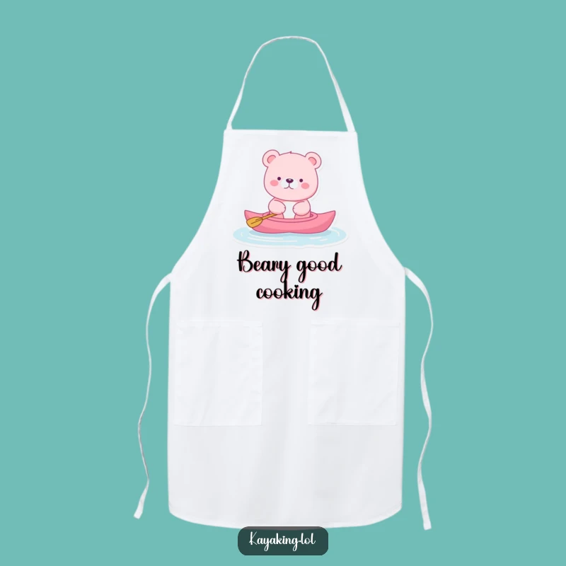 Funny Pink Bear Kayak Apron: Humorous Gift for the Relaxed Cook