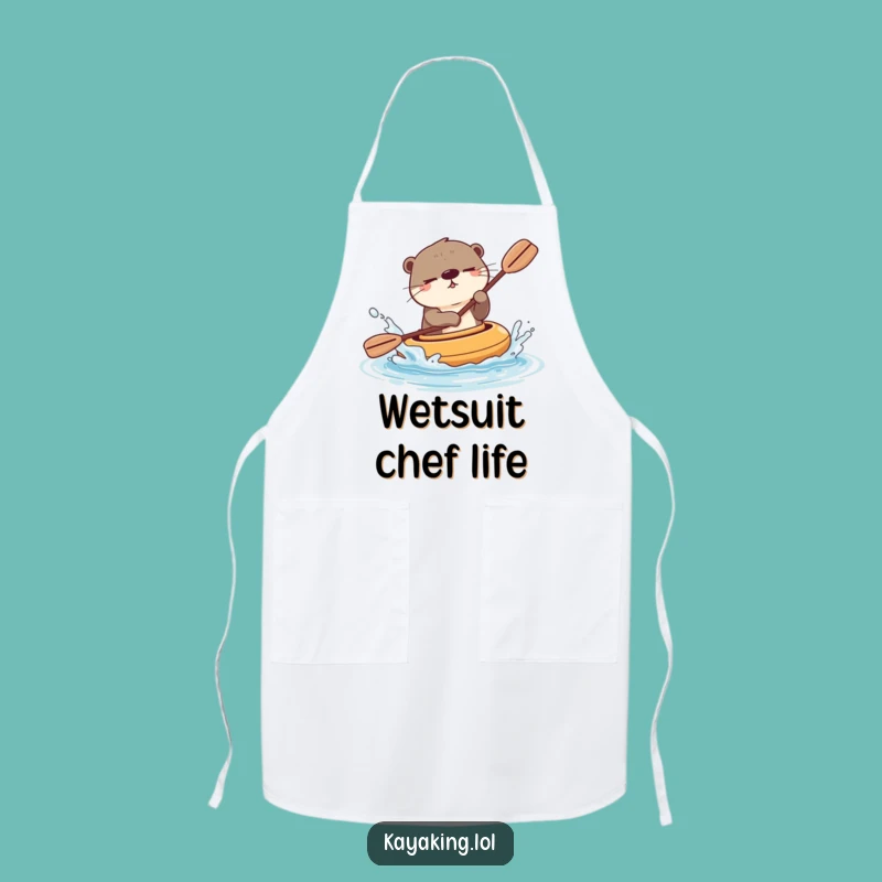 Funny Winking Otter Kayak Apron - Playful Cartoon Animal Cooking Gift