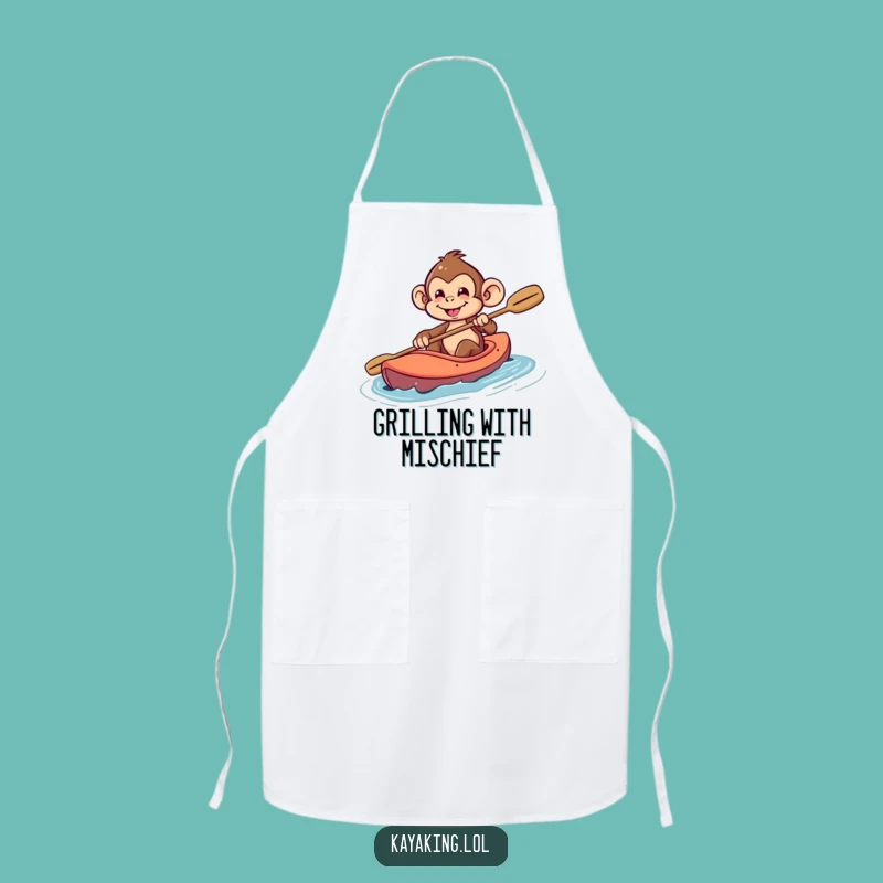 Funny Monkey Kayak Apron: Cook with Adventure! This Playful Monkey Apron is a Wonderful Funny Gift!