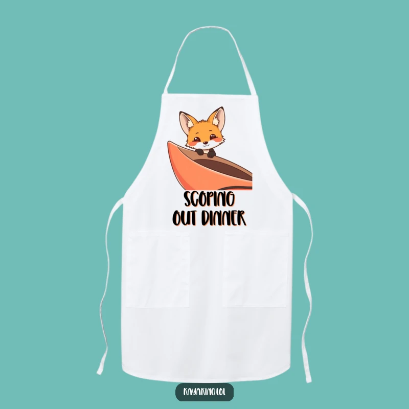 Funny Curious Fox Kayak Apron - Whimsical Kitchen Explorer Gear