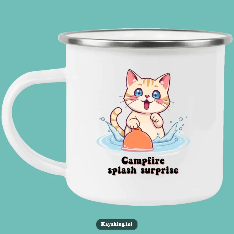 Funny Cat Splash Camping Mug: Enjoy Your Drink with this Surprised Character, a Cool Funny Gift!