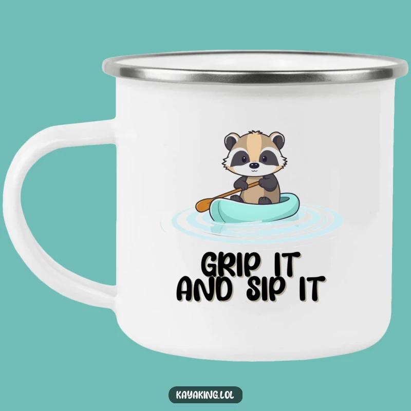 Funny Brave Badger Paddle Camping Mug: Your Calm Companion for Adventures