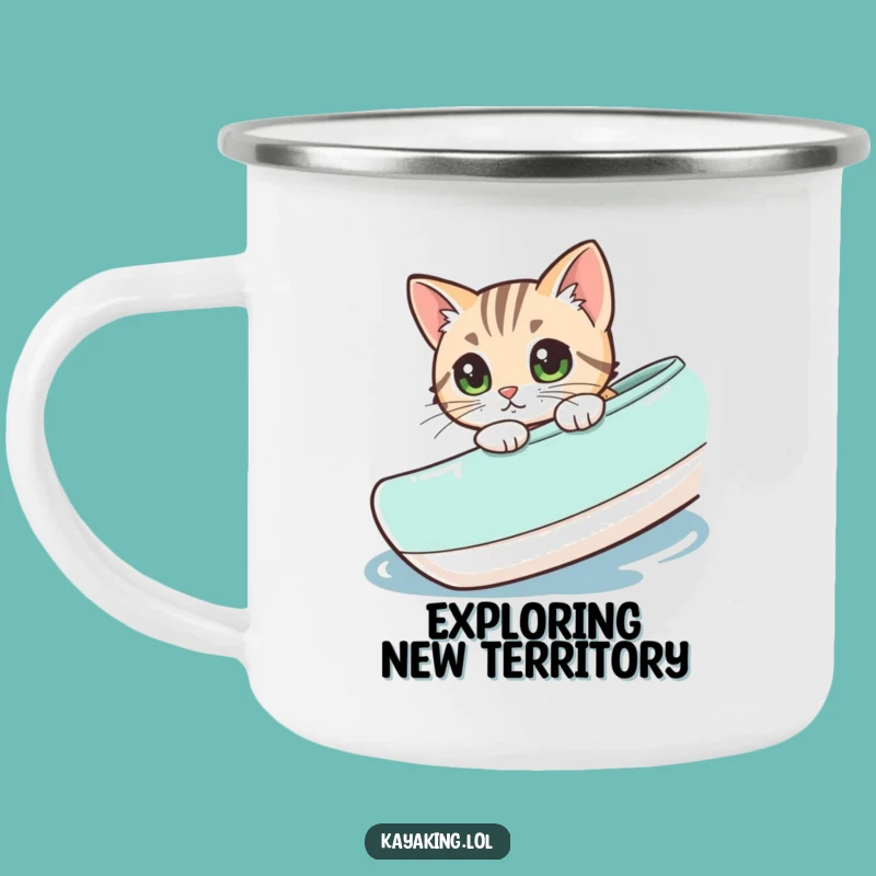 Funny Cat Kayak Camping Mug: Curious Kitty Adventure Mug, Great Funny Gift!