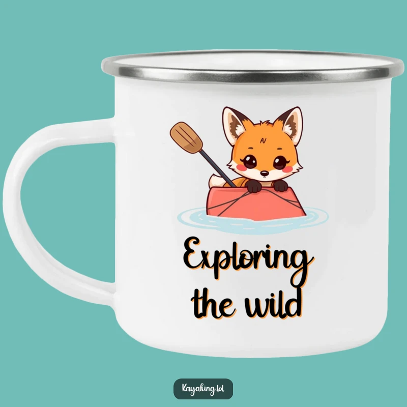 Funny Curious Fox Camping Mug Explorer's Kayak Adventure Gift