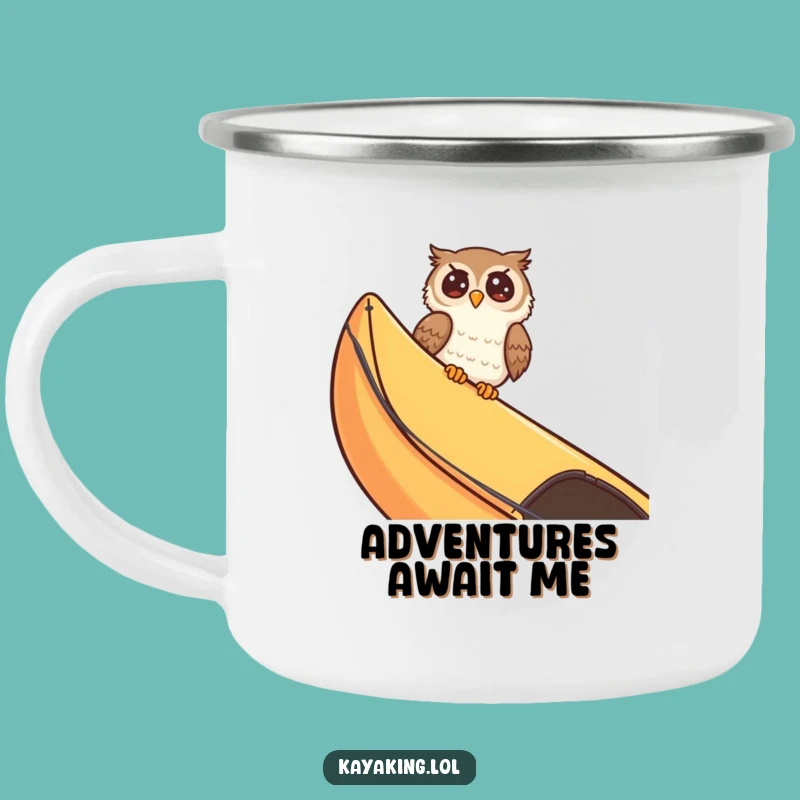 Funny Giggling Owl Kayak Camping Mug - Outdoor Cartoon Bird Gift