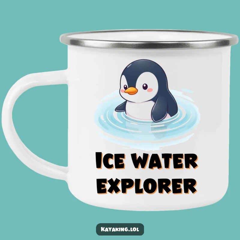 Funny Penguin Glide Camping Mug: Enjoy Your Brew with this Curious Explorer, a Cool Funny Gift!