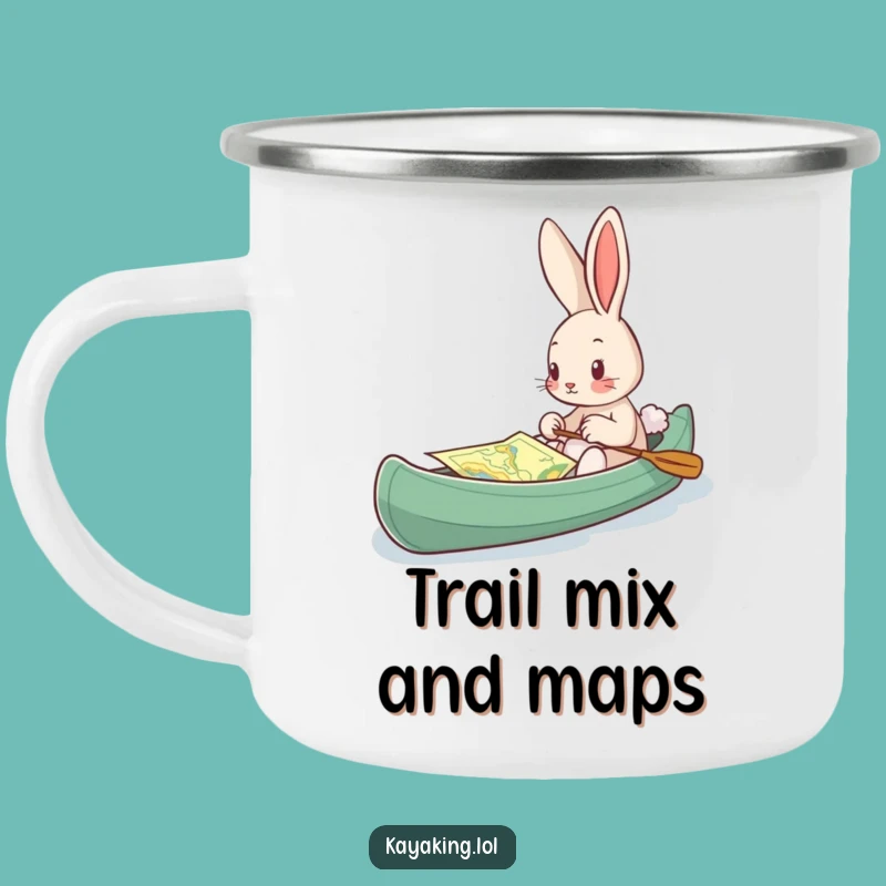 Funny Bunny Kayak Map Camping Mug: Curious Outdoor Gear, Perfect Trail Gift