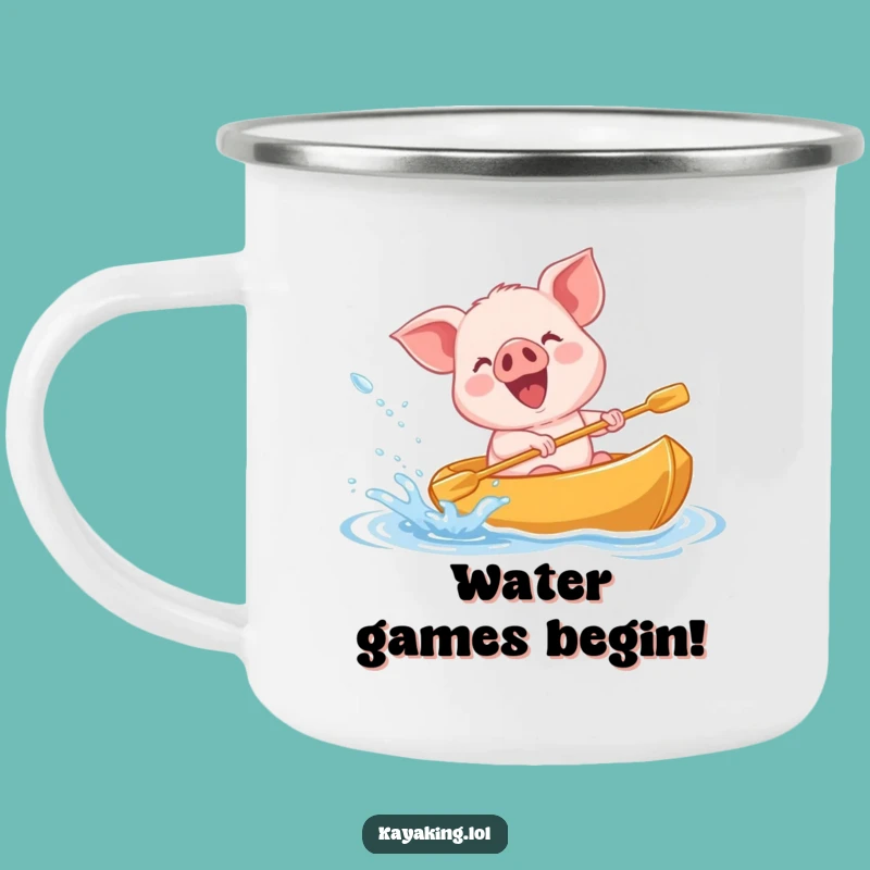 Funny Giggling Piglet Kayak Camping Mug - Outdoor Splash Fun