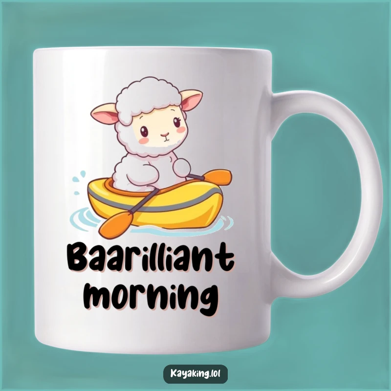 Funny Fluffy Sheep Kayak Mug - Adorable Cartoon Animal Gift