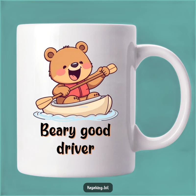 Funny Excited Bear Kayak Mug - Wild Adventure Lover Gift