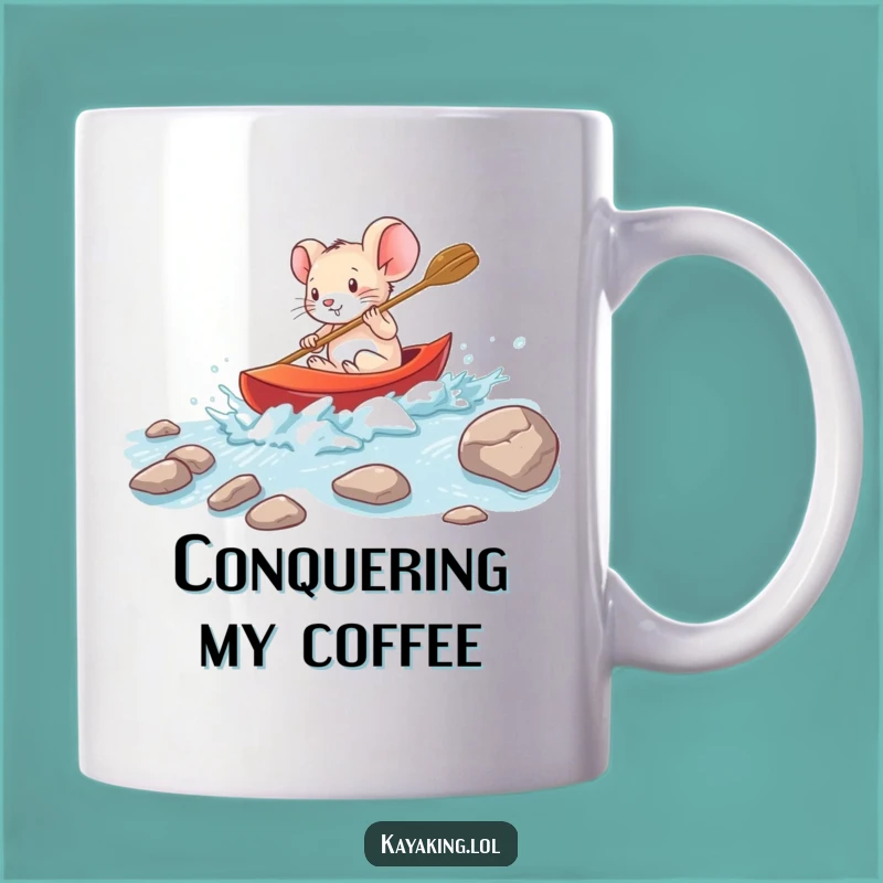 Funny Brave Mouse Kayak Mug - Adventurous Rodent Explorer Gift