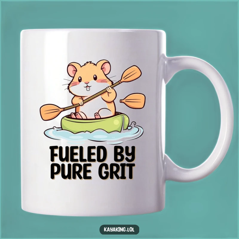 Funny Hamster Kayaking Mug: Determined Pet Design, Perfect Gift for Ambitious Souls