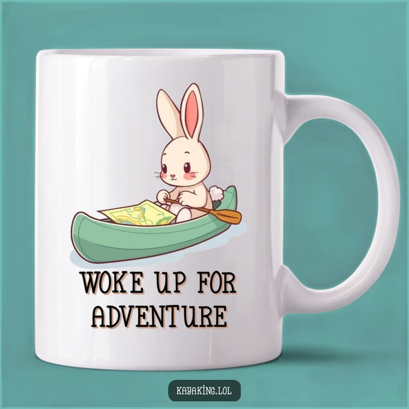 Funny Bunny Kayak Map Mug: Curious Explorer Design, Perfect Gift for Adventurers
