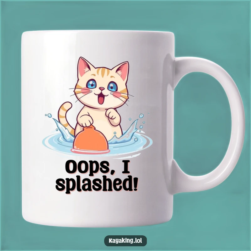 Funny Cat Splash Mug: Get Ready for Fun with this Surprised Paddler, a Perfect Funny Gift!