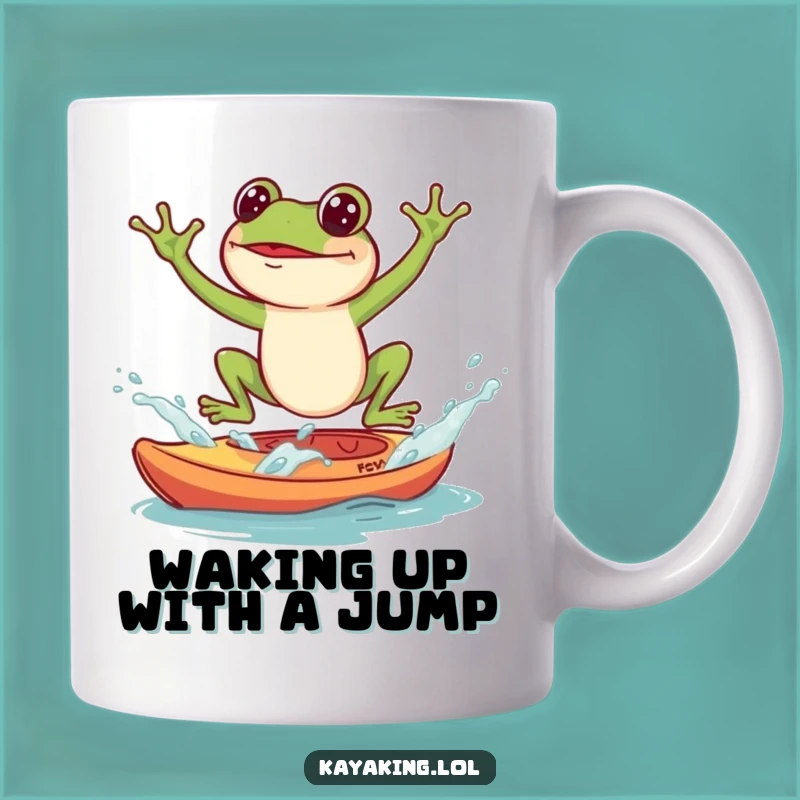 Funny Frog Kayak Splash Mug: Humorous Amphibian Action, Perfect Gift for Water Lovers