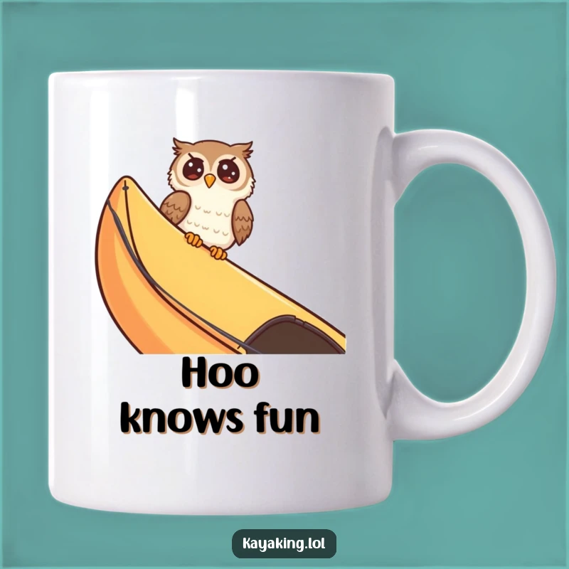 Funny Giggling Owl Kayak Mug - Hilarious Cartoon Bird Gift for Paddlers