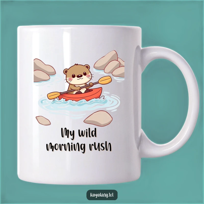 Funny Otter Kayak Mug: Playful Character, Perfect Humorous Gift for Thrill Seekers