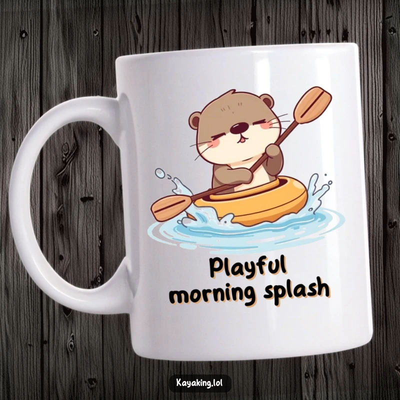 Funny winking otter splashing water playfully from its kayak, exuding pure joy and a cheeky attitude. This mug is a splash hit.