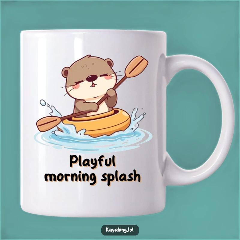 Funny Winking Otter Kayak Mug - Playful Water Splash Cartoon Gift