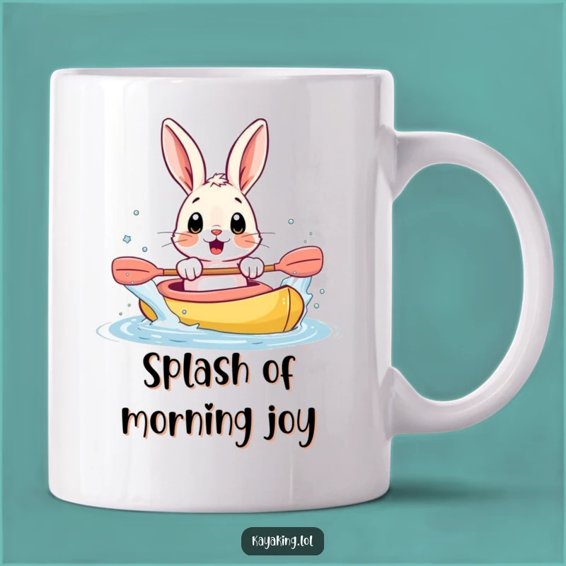 Funny Bunny Kayak Mug: Surprised Splash, Hilarious Water Fun Gift