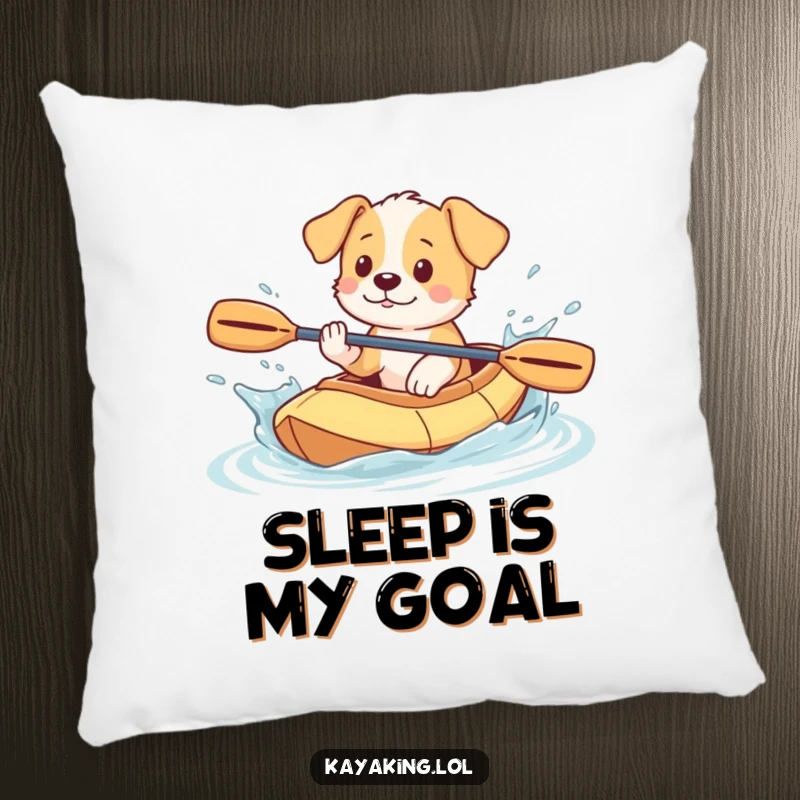 Funny Puppy Pillow: Playful puppy splashing water from a kayak, providing cozy comfort and a dose of puppy fun.