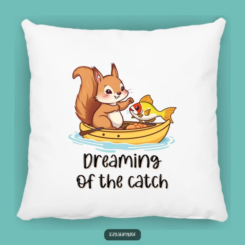 Funny Squirrel Kayak Fishing Pillow: Humorous Cushion, Perfect Gift for Cozy Comfort