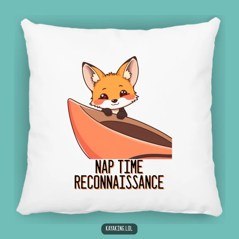 Funny Curious Fox Kayak Pillow - Cozy Adventure Decor Accent