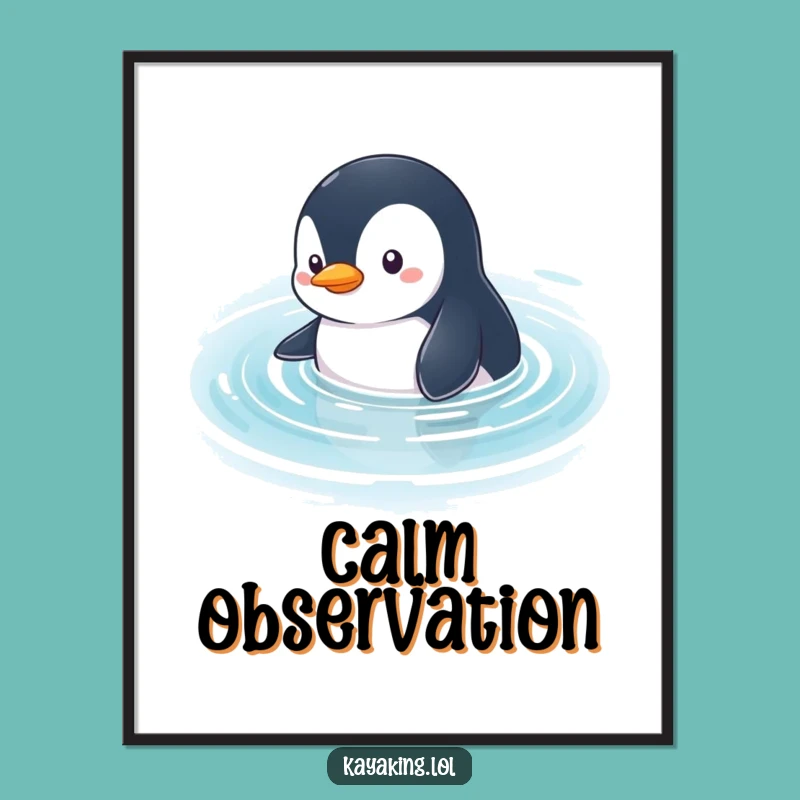 Funny Penguin Glide Digital Art: Decorate with Curiosity! This Calm Print is a Unique Funny Gift!