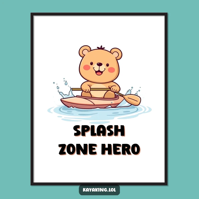Funny Bear Kayak Digital Art: Playful Paddler Instant Gift
