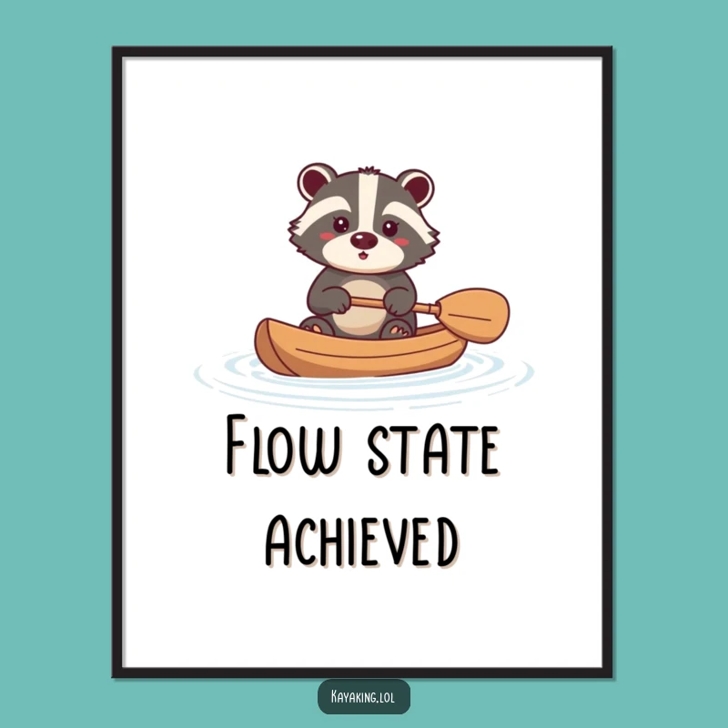 Funny Brave Badger Digital Print: Serene Kayak Art for Instant Download