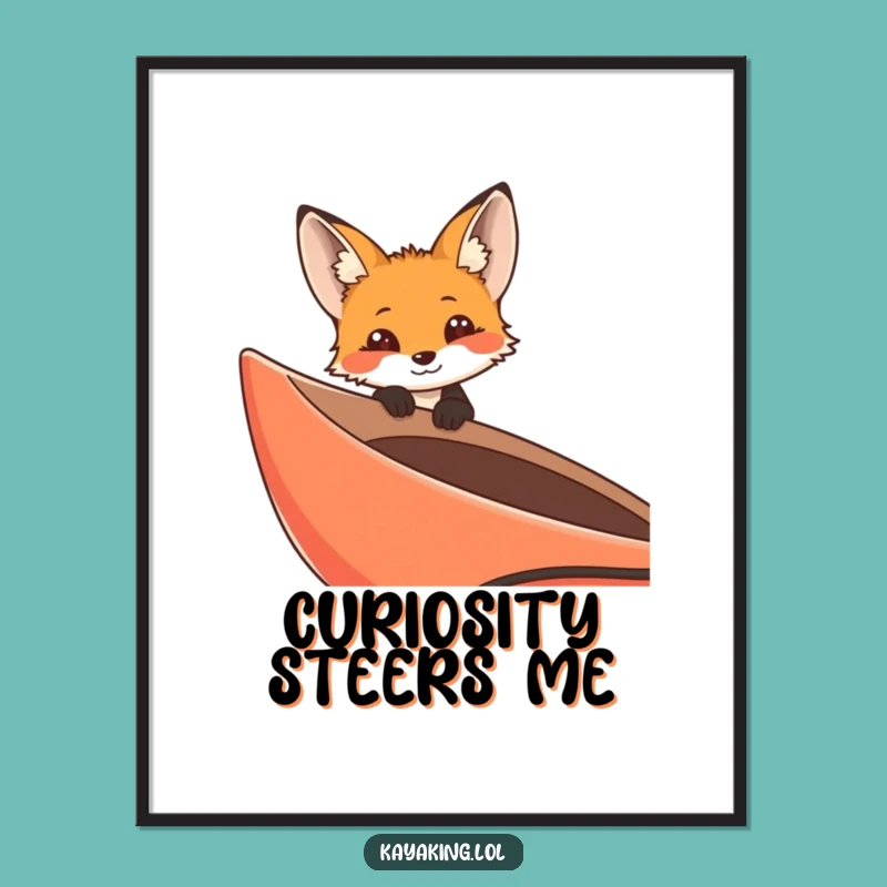Funny Curious Fox Kayak Digital Print - Whimsical Adventure Decor