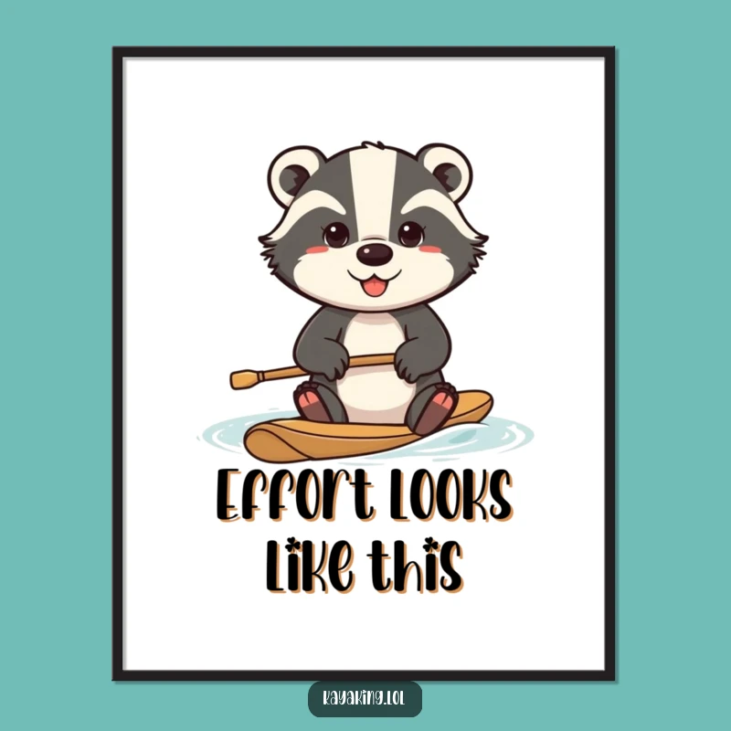 Funny Determined Badger Digital Art: Intense Effort Print for Motivated Spaces