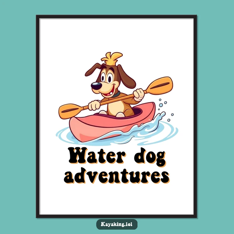 Funny Dog Kayak Digital Art: Instant Adventure for Your Walls