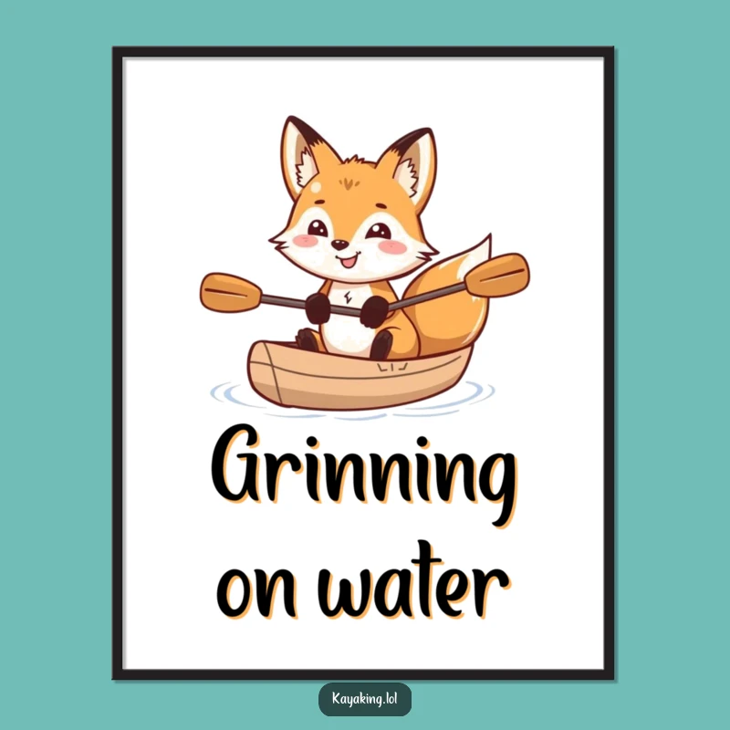Funny Fox Kayak Digital Art: Sparkling Adventurer Instant Gift