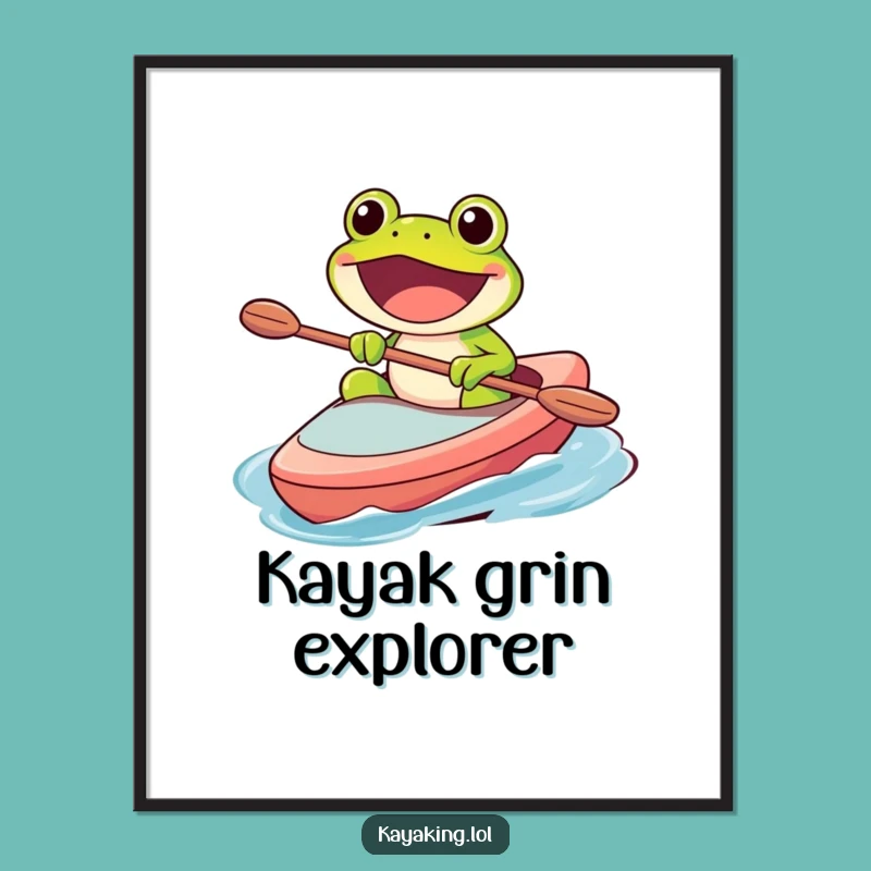 Funny Frog Kayak Digital Art: Happy Character, Perfect Humorous Gift for Instant Joy