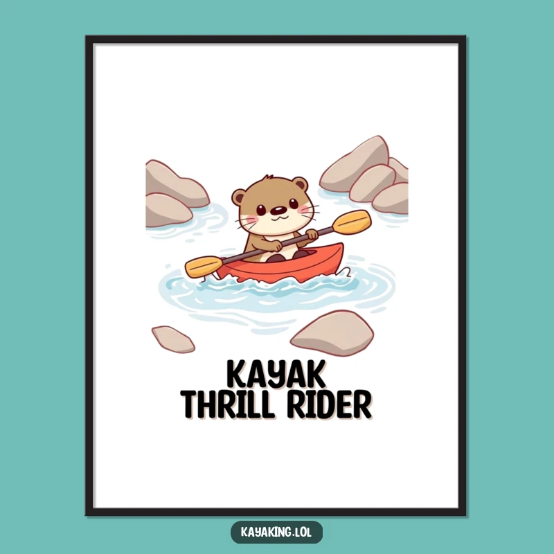 Funny Otter Kayak Digital Art: Playful Character, Perfect Humorous Gift for Instant Excitement