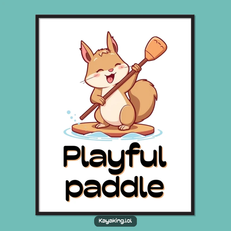 Funny Squirrel Paddle Digital Print: Instant Determined Art Gift