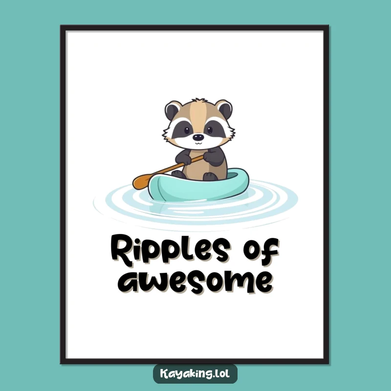 Funny Brave Badger Paddle Digital Art: Instant Calm and Humor for Your Walls
