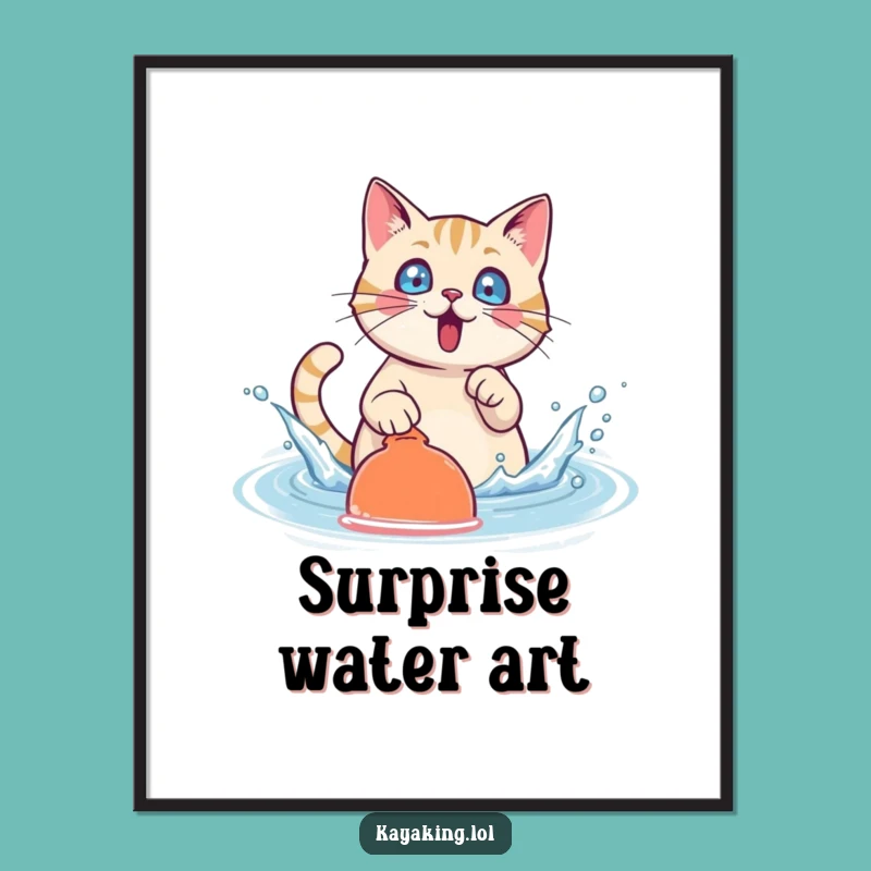 Funny Cat Splash Digital Art: Decorate with Playful Chaos! This Surprised Print is a Unique Funny Gift!