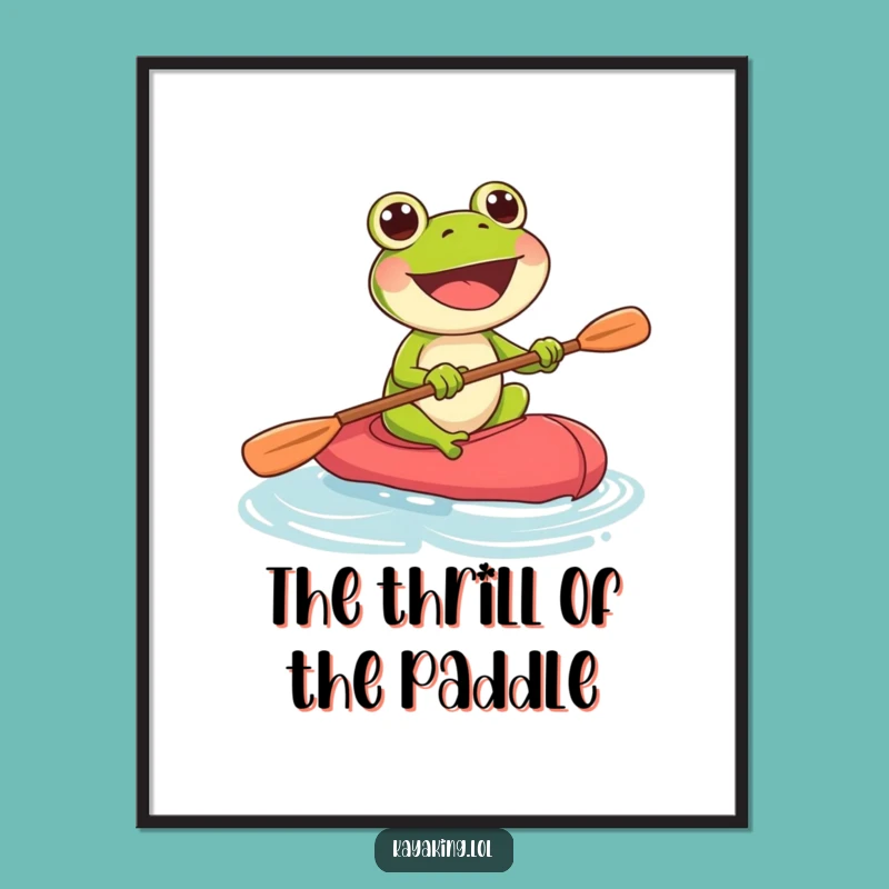 Funny Frog Kayak Digital Art: Joyful Paddler Scene, Perfect Funny Gift!