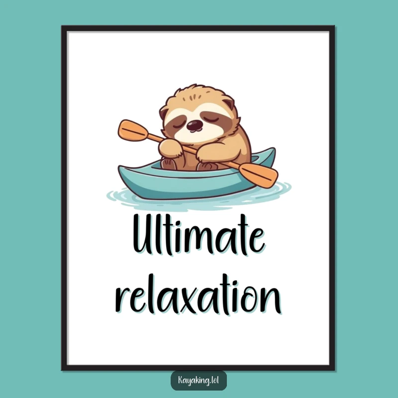 Funny Sloth Kayak Digital Art: Instant Calm and Humor for Your Space