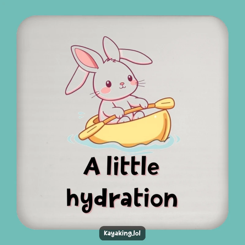 Funny Playful Bunny Drink Coaster: Protect Surfaces with Cute Kayak Art - Gift