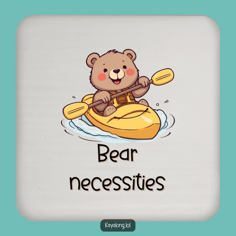 Funny Bear Kayak Coaster Set Brave Bar Accessory Gift