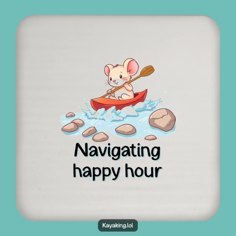 Funny Brave Mouse Kayak Coaster - Protect Surfaces with Courage